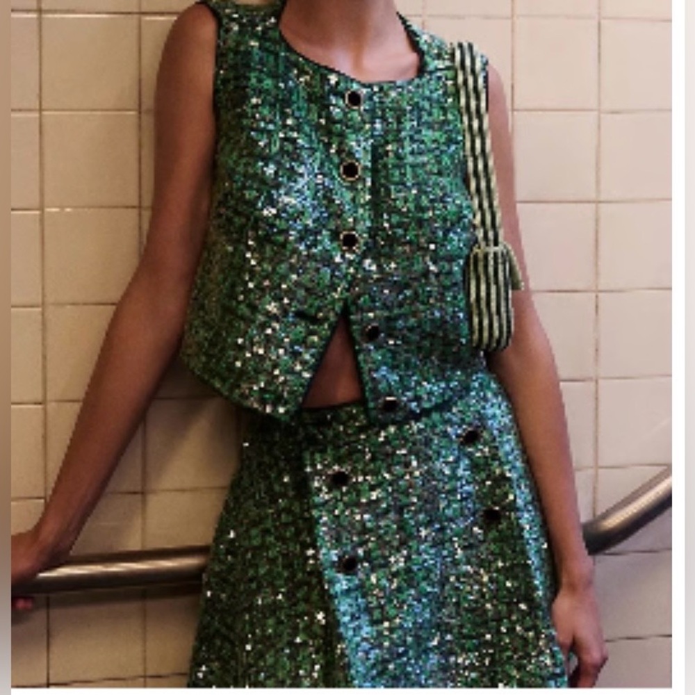 Maeve by Anthropology Sequin Tweed Vest